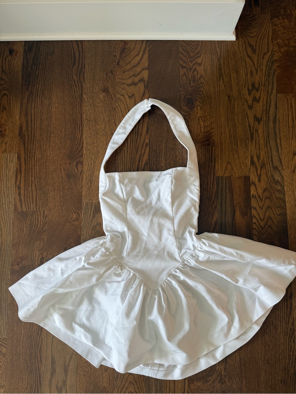 HELSA White Halter Dress with Gathered Skirt